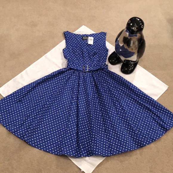 Hot Topic Dresses & Skirts - Hot Topic Hearts&Roses Blue Polka Dot Dress SM NWT